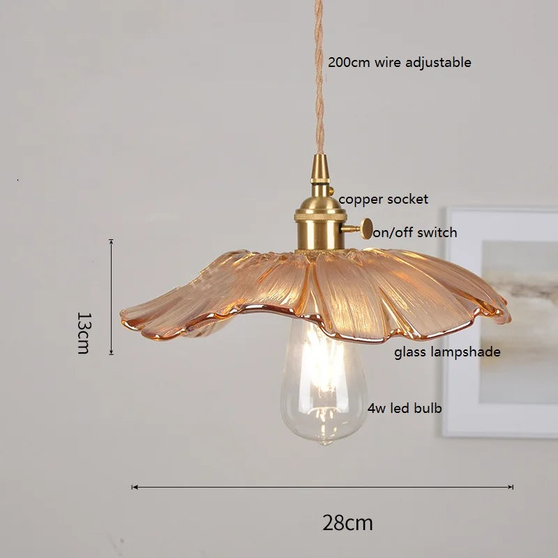 Decorbites™ Grüne Glas-LED-Hängeleuchte mit Kupfer-Holzgriff für modernes nordisches Heimdekoration