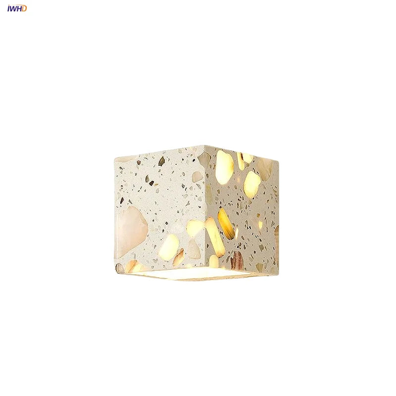 Decorbites™ LED-Wandleuchte für Schlafzimmer, Balkon, Flur – wasserdicht, quadratisch, Terrazzo-Nachttischlampe