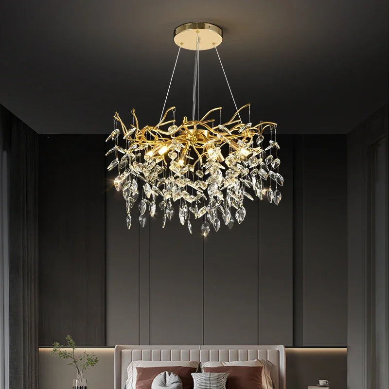 Decorbites™ Goldener Ast-Deckenkronleuchter aus Kristall – Luxuriöse Innenbeleuchtung