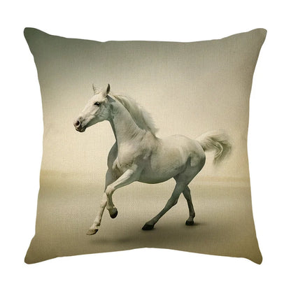 DecorBites™ Galloping Horse Pillowcase: Wild Horse Print Linen Cushion Cover for Home Decoration
