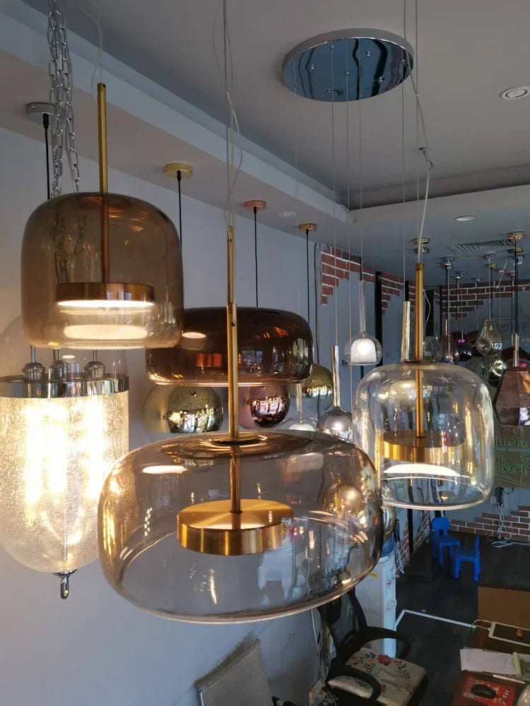 Nordisches Restaurant-Pendant-Licht, modernes Luxus-Bar-Tresen, Café-Nachttisch-Einzelkopf-Glas-Kunst-Lichtarmatur