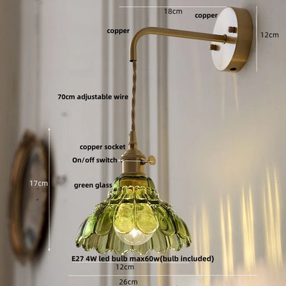 Decorbites™ LED-Wandleuchte Modern Nordisch mit Zugschalter Glas Schlafzimmerlampe