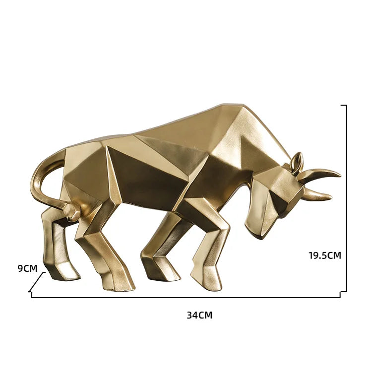Decorbites™ Geometrische Bison-Skulptur aus Harz für Zuhause und Büro Moderne Dekoration Tischfigur