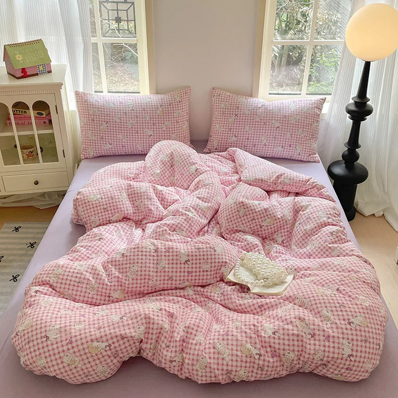DecorBites™ Cotton Flower Print Bedding Set - Romantic High-Density Comforter for Adults