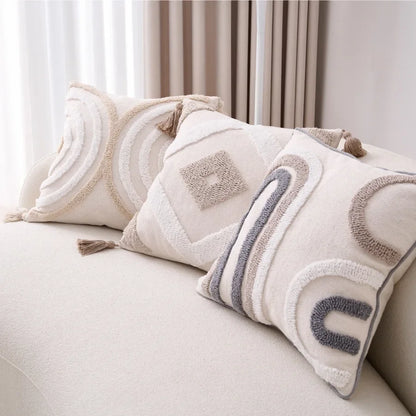 Decorbites™ Geometrisches Tufting-Beige-Graues Kissenbezug Nordischer Stil für Moderne Dekoration