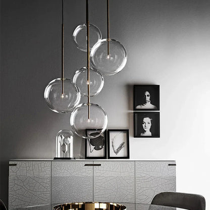 Modern Clear Glass Pendant Light With Gold Finish