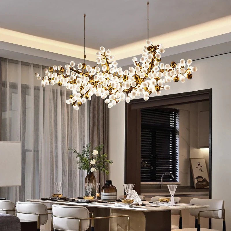Gold Glass Pendant Chandelier For Kitchen L200cm