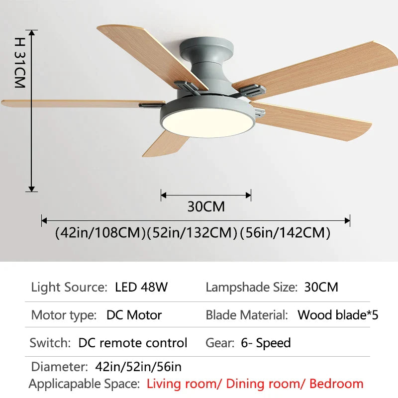 Decorbites™ 56" Niedrigboden-Deckenventilator mit Licht | Innenwohnzimmer-Leuchter | Modernes Design
