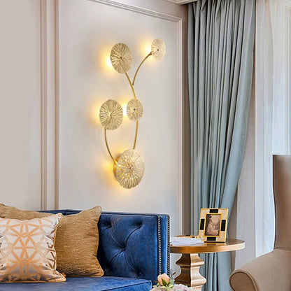 DecorBites™ Gold Flower Copper Frame Wall Sconce for Hotel Dining Room Lighting