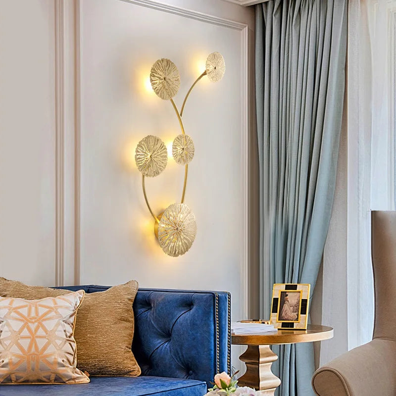 Gold Copper Floral 6-Head Dining Wall Sconce