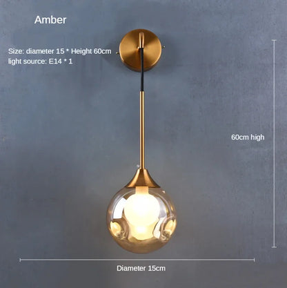 DecorBites™ Glass Ball Gold Wall Sconce - Modern Nordic Indoor Bedroom Light Fixture