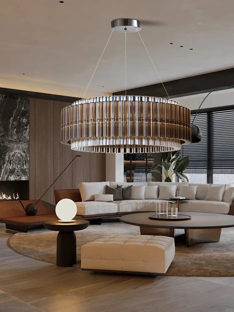 Decorbites™ Braune Kristall-Luxus-Lüster, Vintage Designer-Hängelampe für das Wohnzimmer