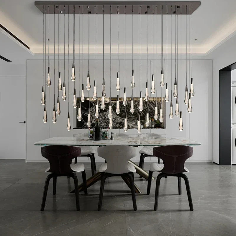 DecorBites™ Crystal Water-drop Ceiling Chandelier: Elegant Dining Table Lighting Fixture