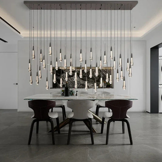 DecorBites™ Crystal Water-drop Ceiling Chandelier, Elegant Dining Room Décor.