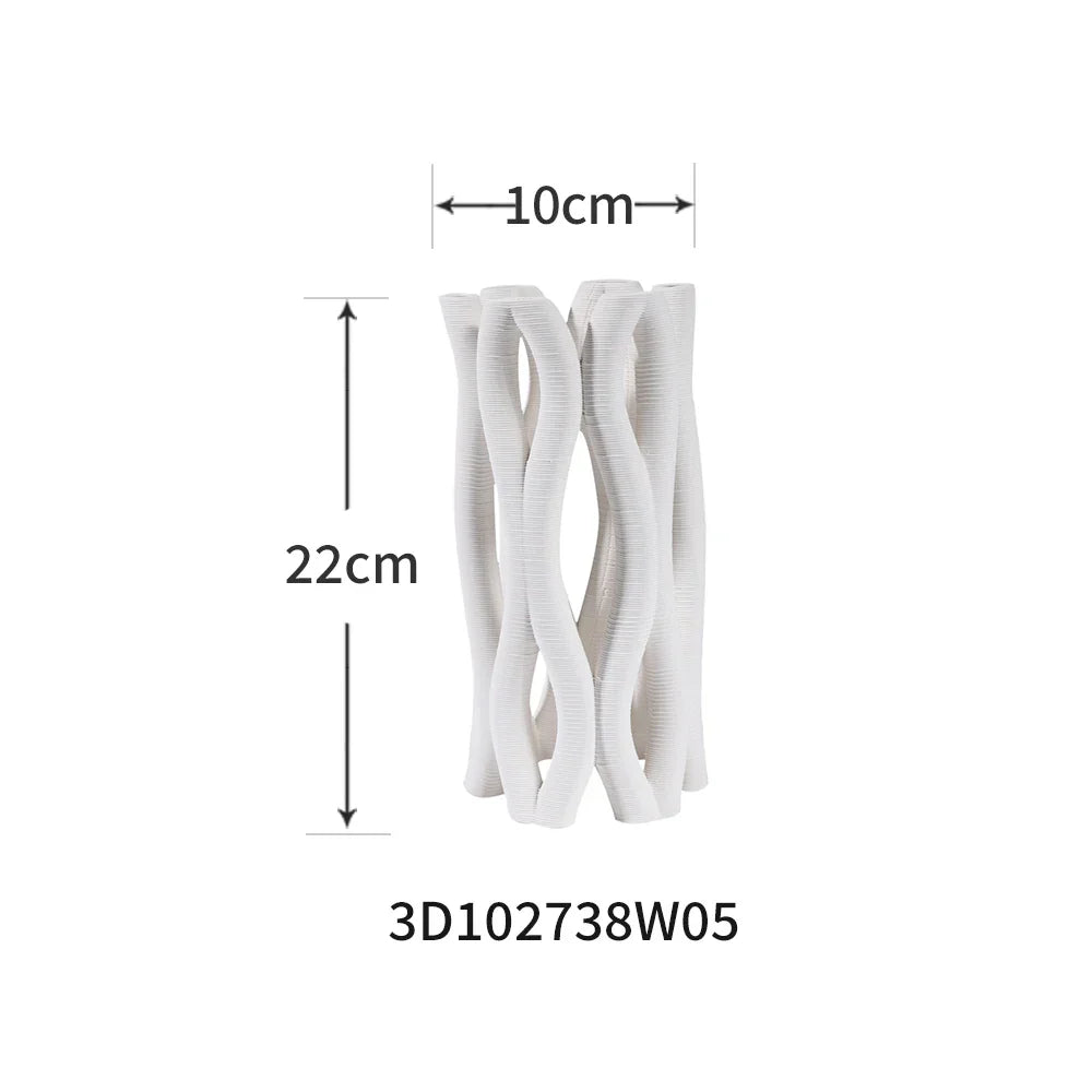Decorbites™ Geometrische Keramikhohlvase Spiralförmige Rohr Blumengesteck Wohnungsdekoration Figuren