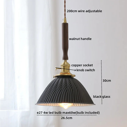 DecorBites™ LED Walnut Copper Pendant Light with Knob Switch - Modern Style Lighting Fixtures