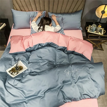 DecorBites™ Egyptian Cotton Bedding Set with Sheet Pillowcase Blanket Cover - Queen King Size