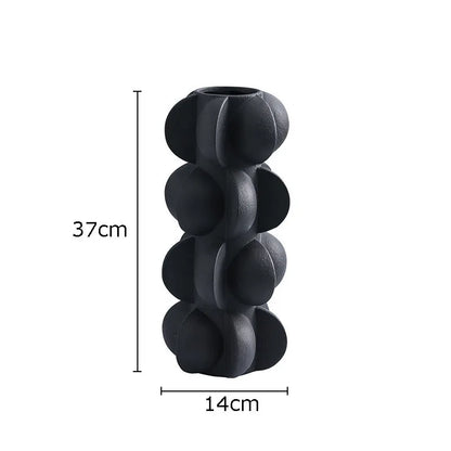 DecorBites™ Geometric Spiral Resin Vase - Black and White Flower Vase for Home Decor