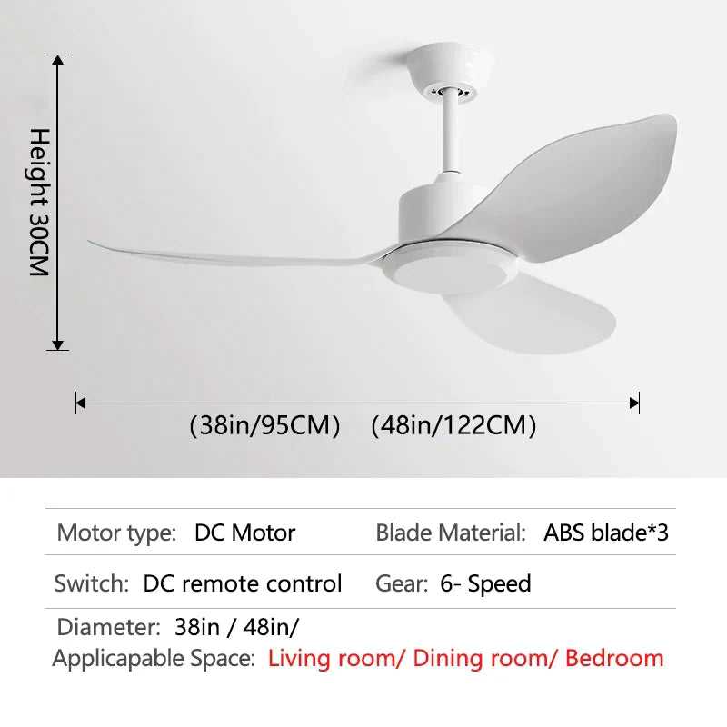 Decorbites™ 48" DC-Fernbedienungs-Deckenventilator mit Kunststoffflügeln für Schlafzimmer Innenbereich Industrie 220V