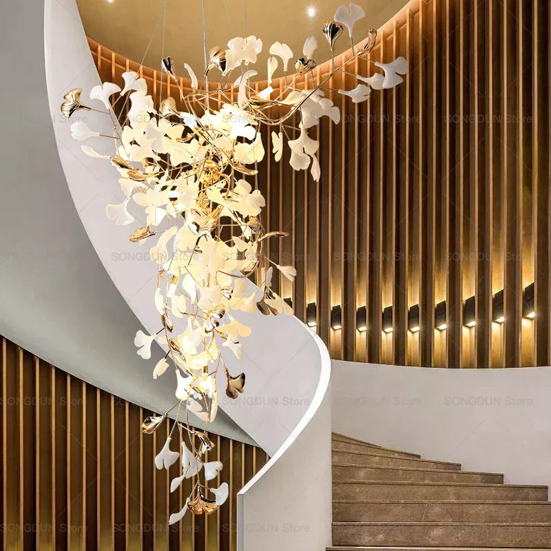 Decorbites™ Ginkgo-Blatt-Keramik-Kronleuchter: Modernes nordisches Wohnzimmer- & Hotellobby-Beleuchtung