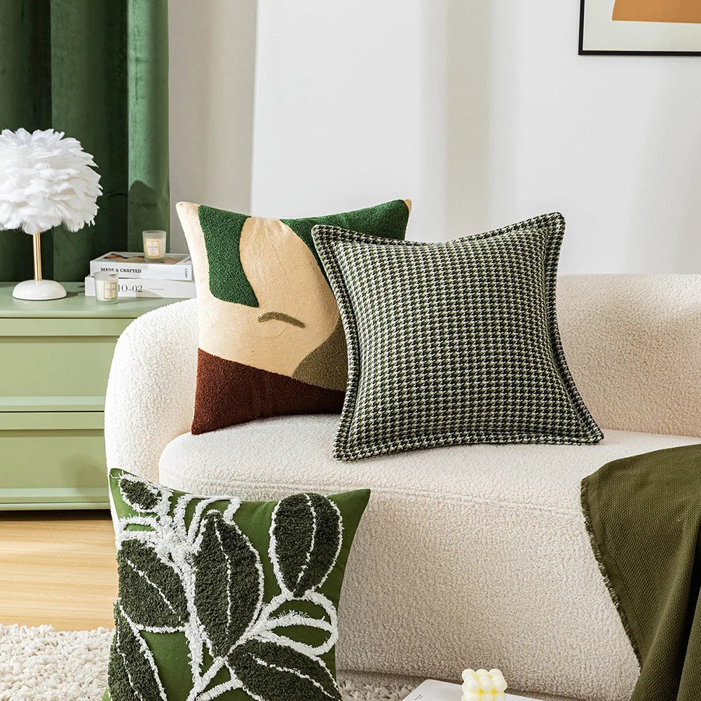 Green Tufted Cushion Cover