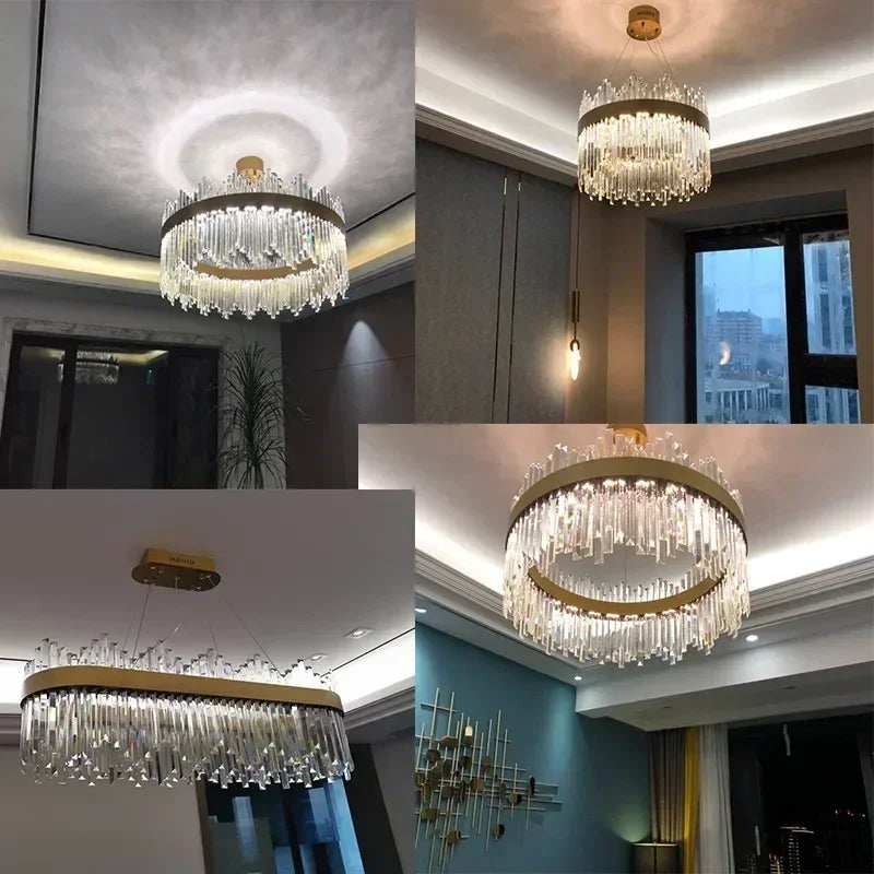 DecorBites™ Crystal Gold Ceiling Pendant Light for Living Room Dining Kitchen