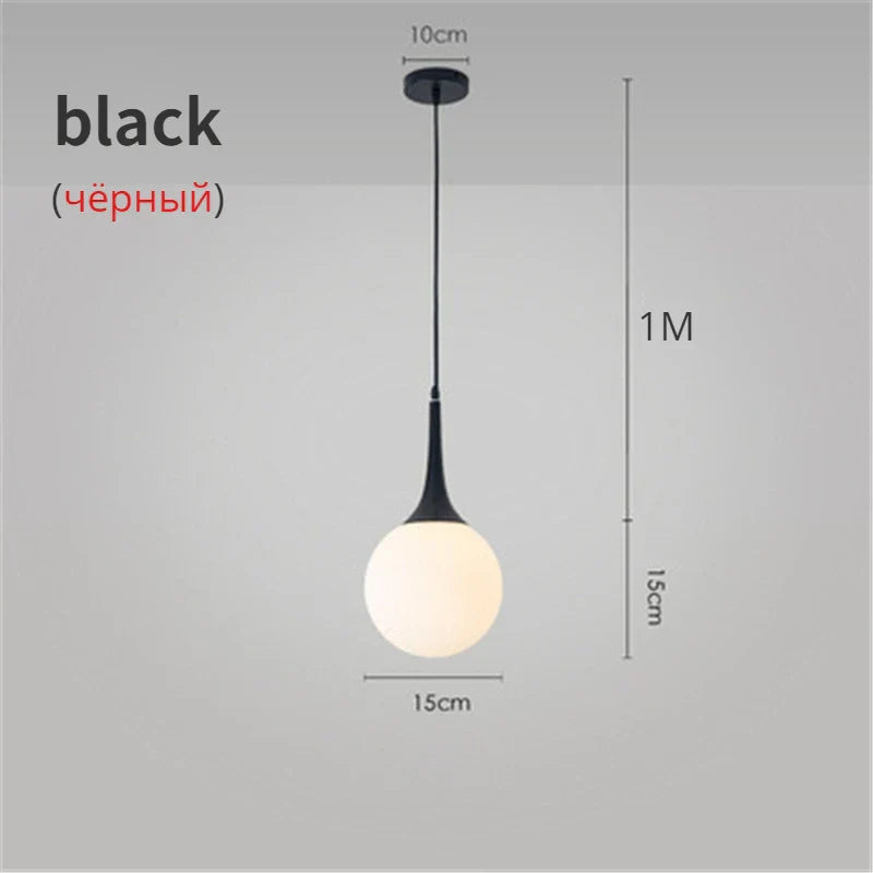 Decorbites™ Glas-Kugeln-LED-Hängeleuchten für modernes Wohnzimmer, schwarze/weiße Hornarmaturen