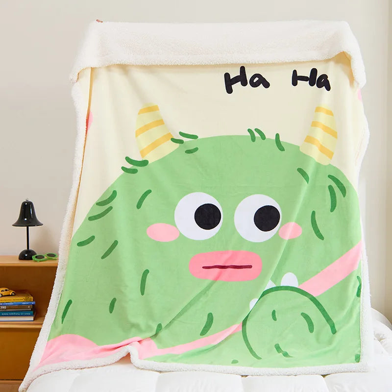 Decorbites™ Lammfleece-Süße bedruckte Decke: Weiche & warme doppelseitige Wurfdecke