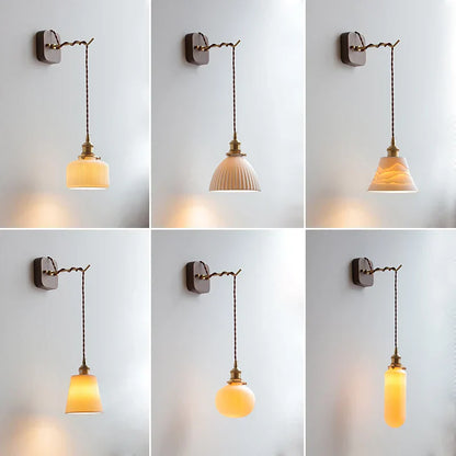 Decorbites™ LED Wandarmatur Modern Japanischer Stil Keramik-Lampenschirm Holzbasisleuchte