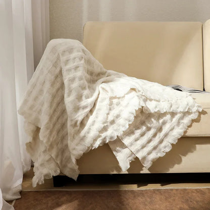 Decorbites™ Gestrickte Waffelmuster-Decke - Ganzjährige Sofabezug, Bettüberwurf und Handtuch für das Bettende