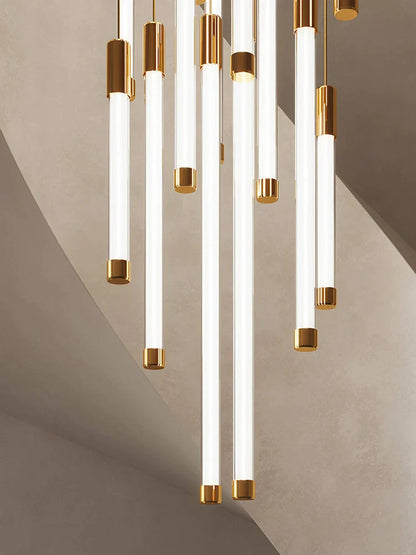 Decorbites™ Goldene Rohr-Leuchter: Moderne Designer-LED-Treppenbeleuchtung für nordisches Loft-Apartment