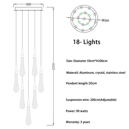DecorBites™ Crystal LED Chandelier: Modern Loft Art Pendant Lighting for Restaurant, Bar, Staircase