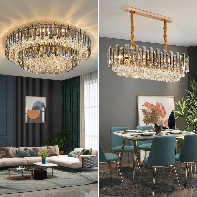 Decorbites™ Gold-Kristall-Kronleuchter für das Wohnzimmer – Luxuriöse Beleuchtungseinrichtung