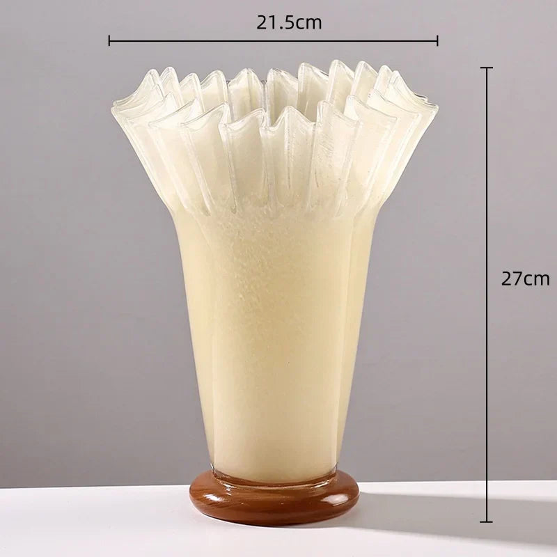 Decorbites™ Große Glasvase mit Lotosblatt-Rand für die Heimdekoration
