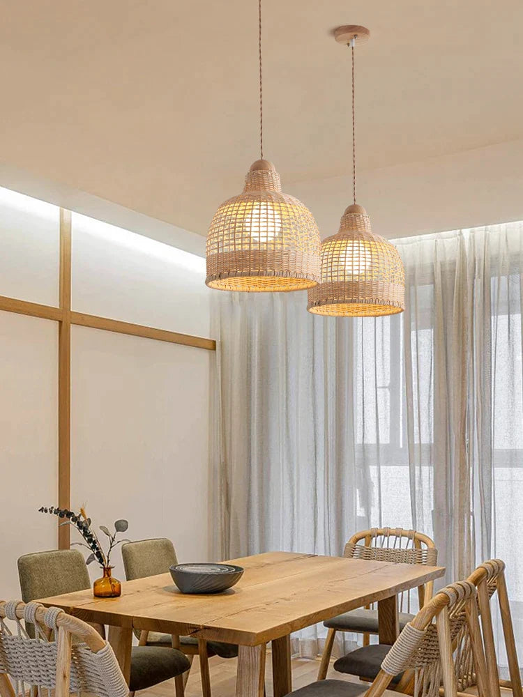 Decorbites™ Bambus-Pendantlampen im handgefertigten natürlichen Wabi-Sabi-Stil für Zuhause, Esszimmer, Bartheke