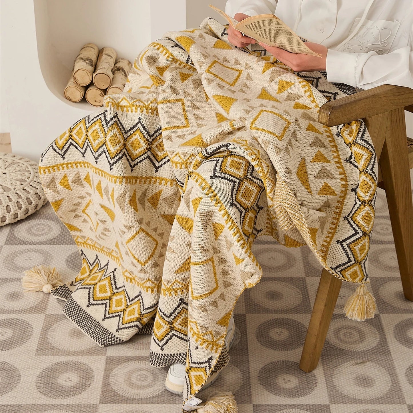 Decorbites™ Ethnische Boho-Decke – Weiche und warme Umhüllung für Frühlings-Picknicks, Camping und Heimdekoration