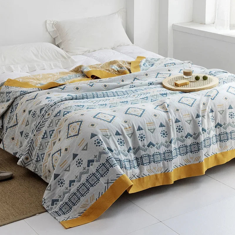 Decorbites™ Baumwoll-Gaze-Handtuch-Wurfdecke - Weiche und gemütliche Bettdecke für alle Jahreszeiten