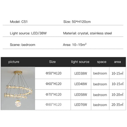 Decorbites™ Gold Kristall Spirale Kronleuchter LED Hängeleuchten für die Heimdekoration