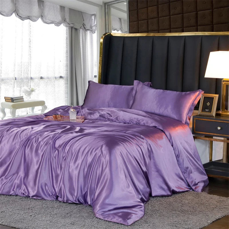 DecorBites™ King Size Silk-Blend Duvet Cover Set with Pillowcases