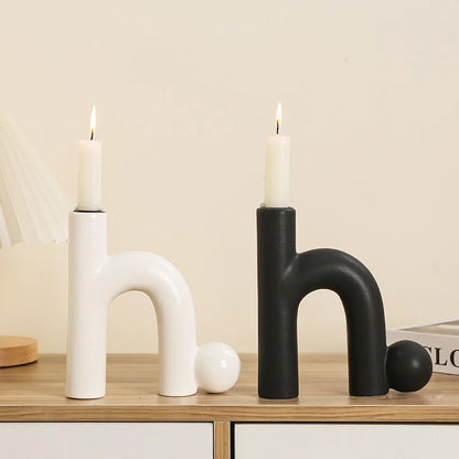 DecorBites™ Geometric Ceramic Candle Holder Ornaments - Home Decor Accessories