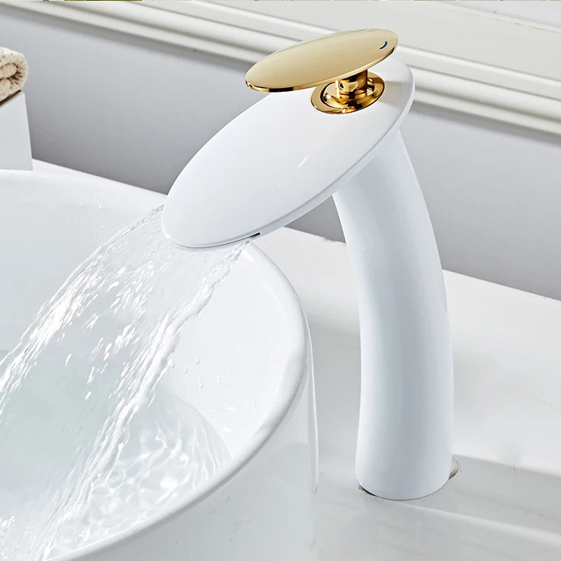 Waterfall Basin Faucet Black Bathroom