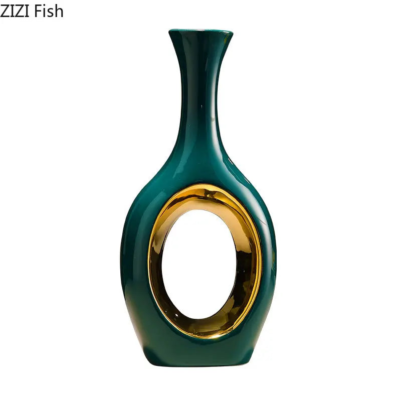 Gold Ceramic Floral Vase
