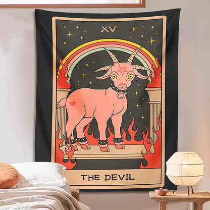 Decorbites™ Teufel Tarot Ziegen Wandhänger Tapisserie - Heimdekoration Hippie Studentenzimmer