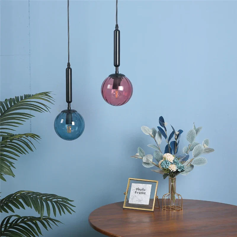 DecorBites™ Glass Ball Pendant Lamp LED Hanging Light for Minimalist Living Room