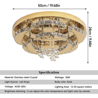 DecorBites™ Crystal Drop Chandelier Ceiling Light with RC Dimming for Modern Home Decor