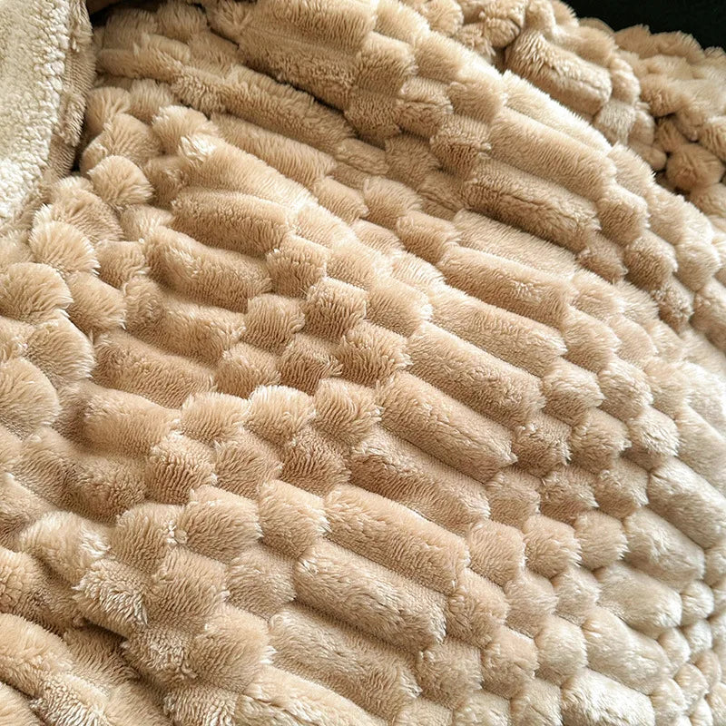 DecorBites™ Double-Layer Lamb Plush Throw Blanket for Home and Travel