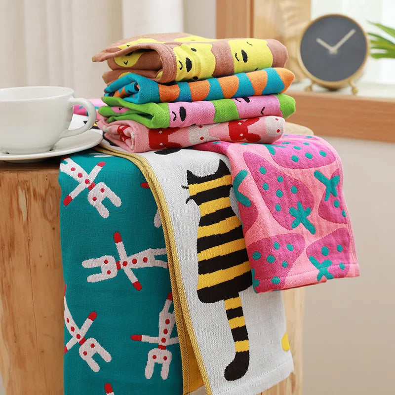Cat Print Face Towels