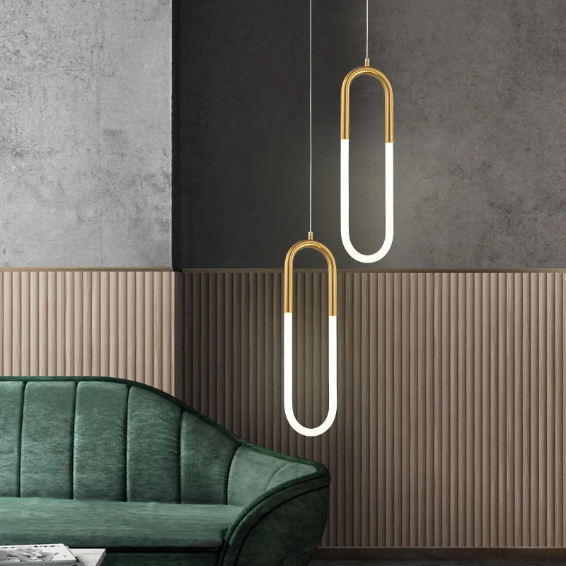 Gold Black Pendant Light 2-Head For Dining