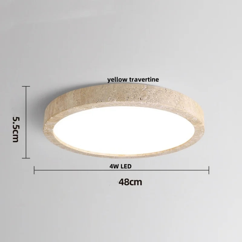 DecorBites™ Ellipse Stone LED Ceiling Light Natural Travertine Lamp Plafon