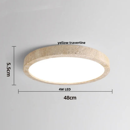 DecorBites™ Ellipse Stone LED Ceiling Light Natural Travertine Lamp Plafon